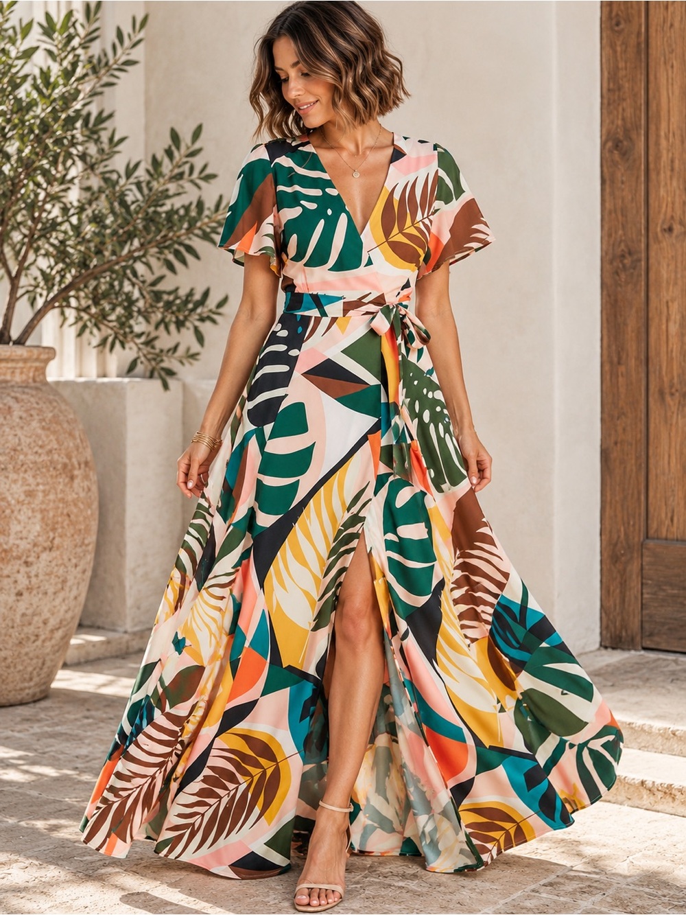 Anthropologie Hutch Kiera Tropical Wrap Maxi Dress Medium NWT Coatsal #813